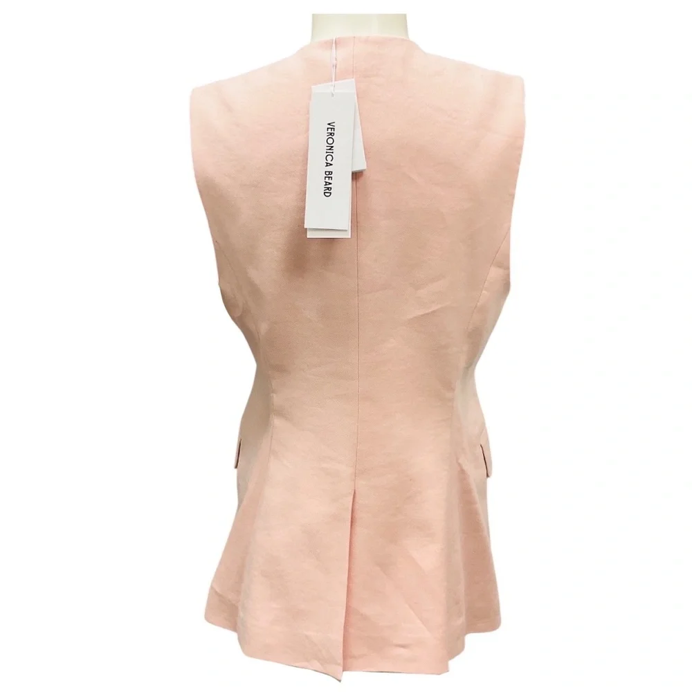 VERONICA BEARD PINK SHELL LOIS LINEN VEST TOP - Picture 3 of 5